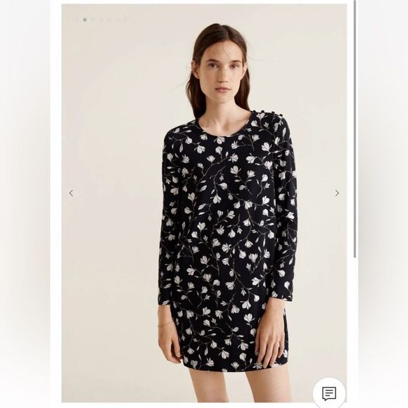 NWT Mango Buttoned Shoulder Dress Floral Sz 6 - Picture 1 of 10